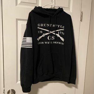 Grunt Style Black Hoodie with White Graphics